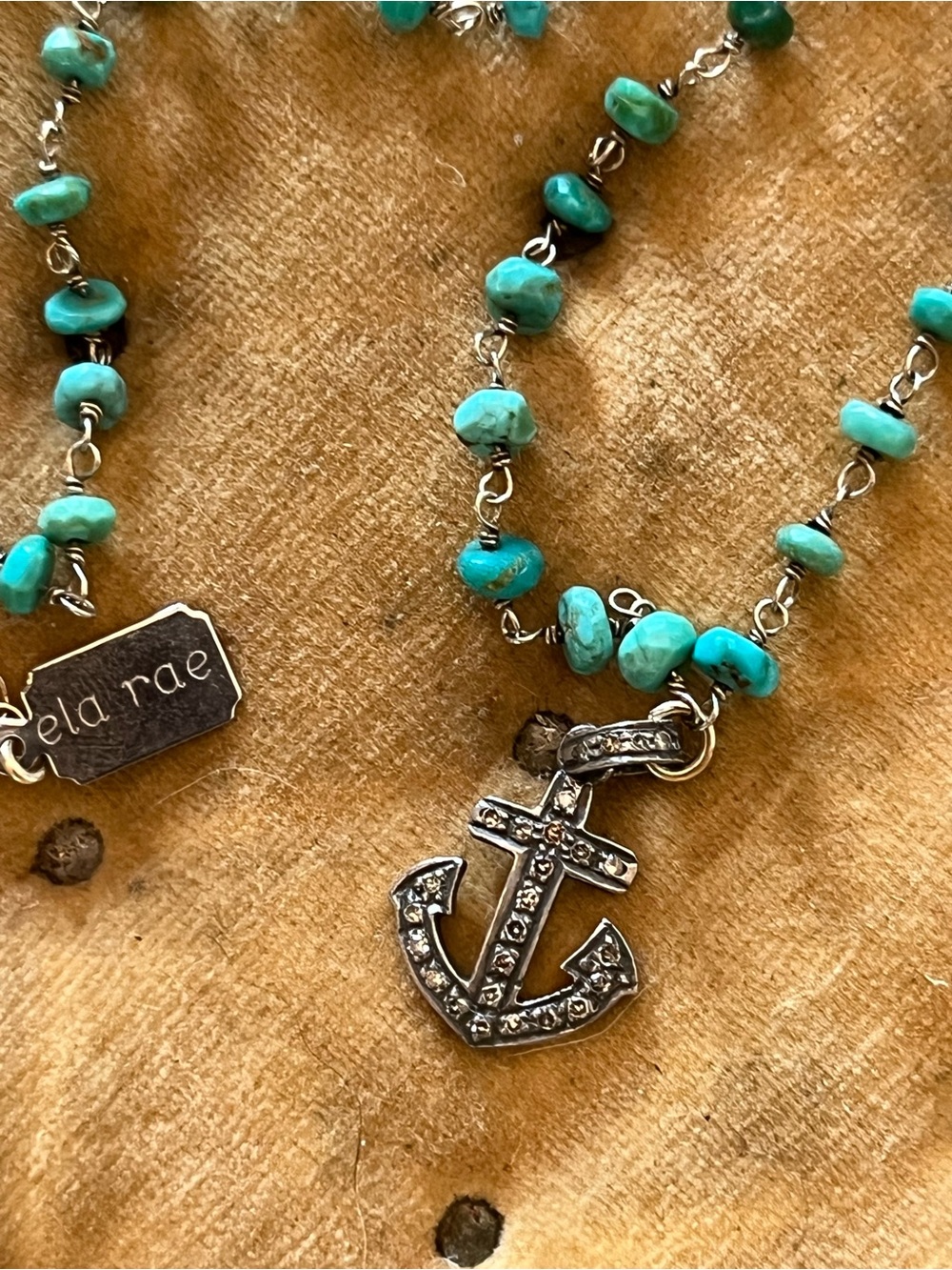 NECKLACE Ela Rae anchor faux diamond chips and Marcasite? Great Layering piece!